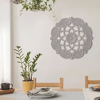 American Art Décor™ 16" Small Gray Traditional Hand-Carved India Wood Medallion