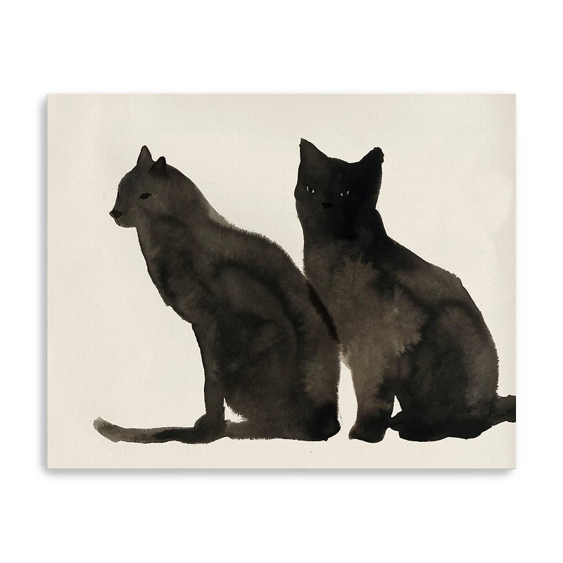 Two Black Cats Canvas Giclee