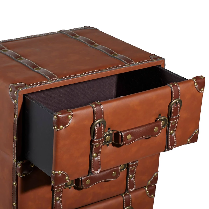 42" Tan Faux Leather Traditional Chest