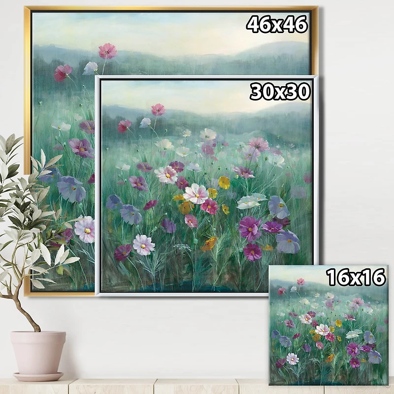Designart - Flower field - Floral Farmhouse Framed Canvas