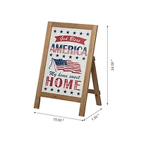 Glitzhome® 24" Wooden Patriotic Easel Sign