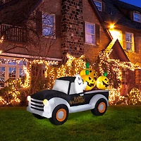 Glitzhome® 8ft. Lighted Inflatable Truck With Jack-O-Lantern Pumpkins Décor