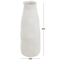20" Cream Ceramic Abstract Wavy Vase with Textured Speckled Detailing