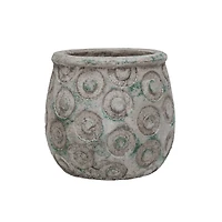 Hello Honey® 6.5" Green Debossed Circles Terra Cotta Planter