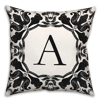 Black & White Monogram Indoor/Outdoor Pillow