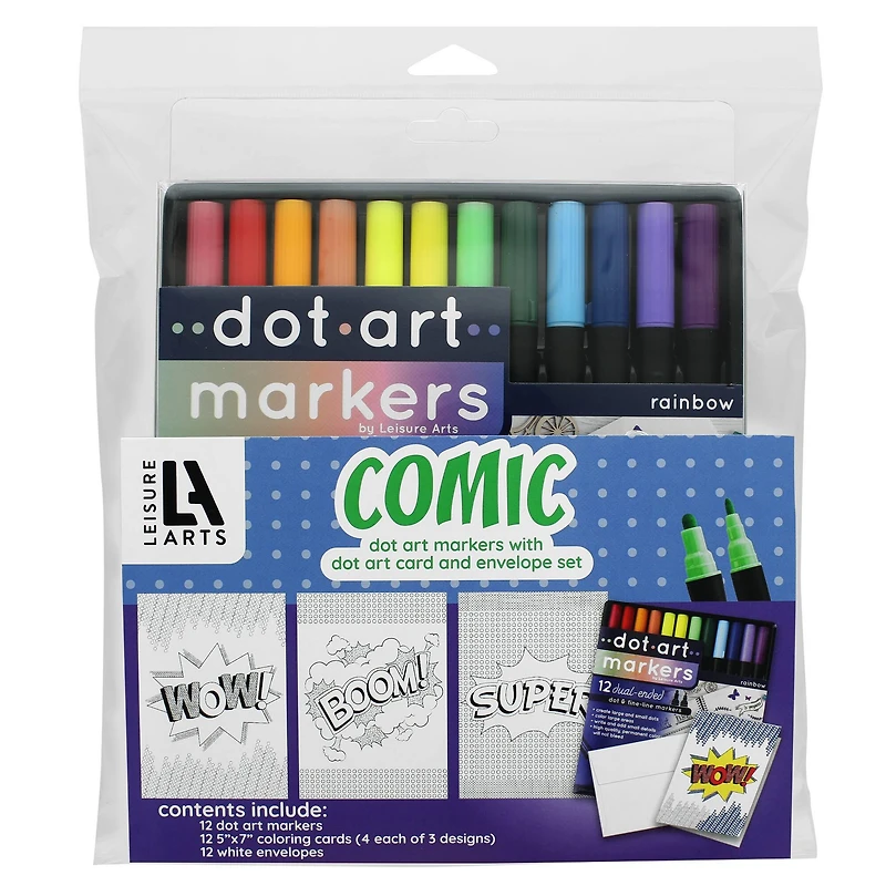 Leisure Arts® Dot Art Markers Comic Card and Envelope Set