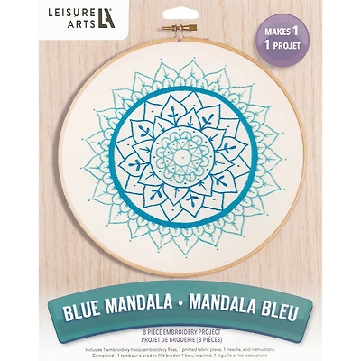 Leisure Arts® 8" Blue Mandala Embroidery Kit