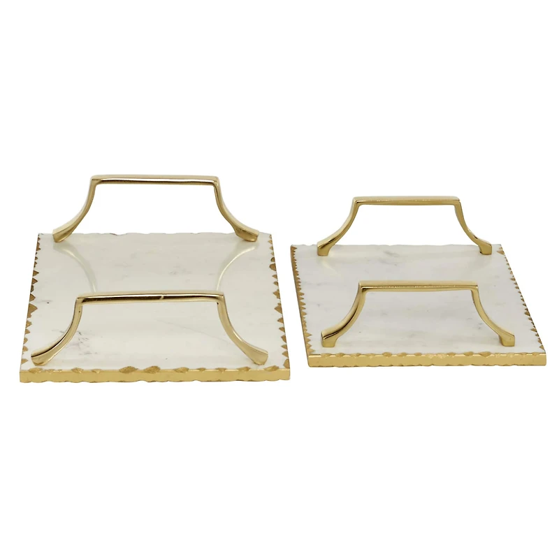 Set of 2" Gold Ceramic Glam Tray, 16", 13"