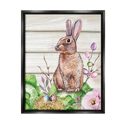 Stupell Industries Spring Flower Garden Country Rabbit Floater Framed Art