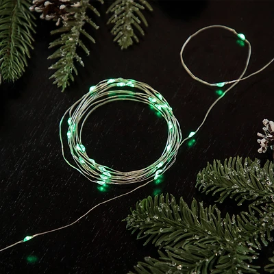 100ct Micro Fairy Christmas Lights - 16ft - Green LED - Copper Wire