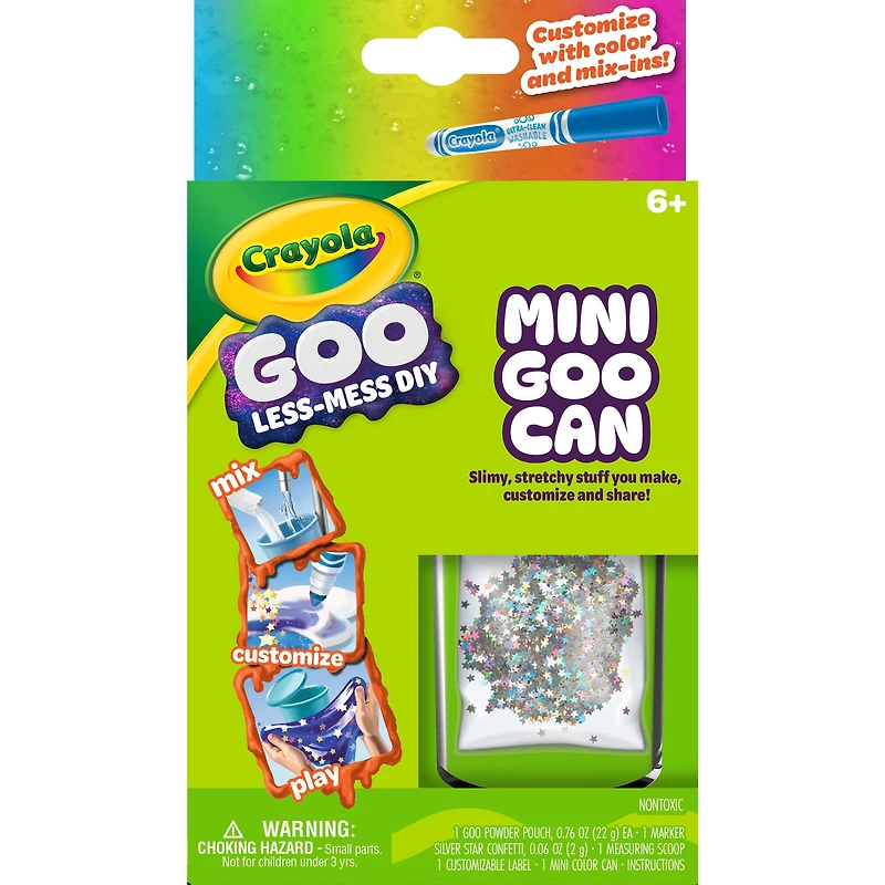 Crayola® Mini Goo Can with Silver Star Mix'ins Slime Making Kit