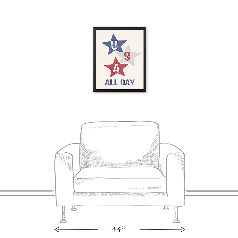 USA All Day Black Framed Canvas