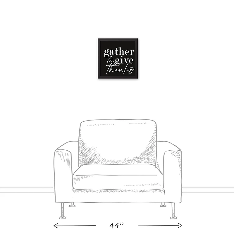 Gather and Give Thanks 12" x 12" Black Framed Canvas