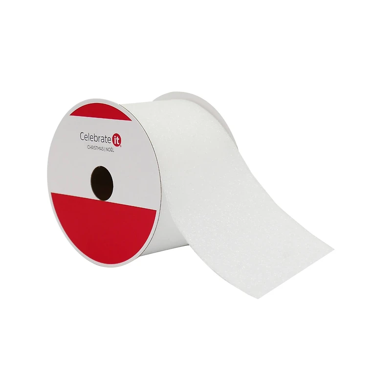 2.5" x 20ft. White Glitter Taffeta Wired Ribbon by Celebrate It®