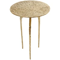 Gold Aluminum Geometric Slim Textured Accent Table