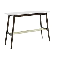 Walker Edison Faux White Marble/Dark Brown Oak Tapered Leg Entry Table