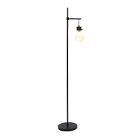 Lalia Home 5ft. Black Matte 1 Light Beacon Floor Lamp with Clear Glass Shade
