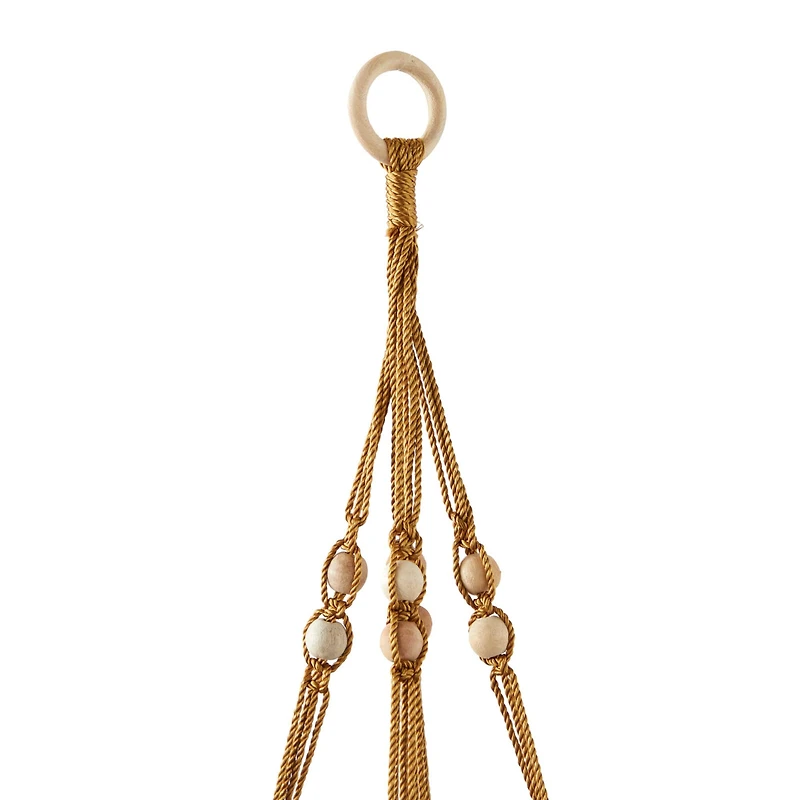 29" Brown Fabric Handmade Hanging Macrame Wall Planter