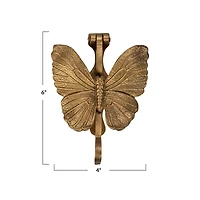 Hello Honey® 6" Antique Gold Cast Metal Butterfly Door Knocker