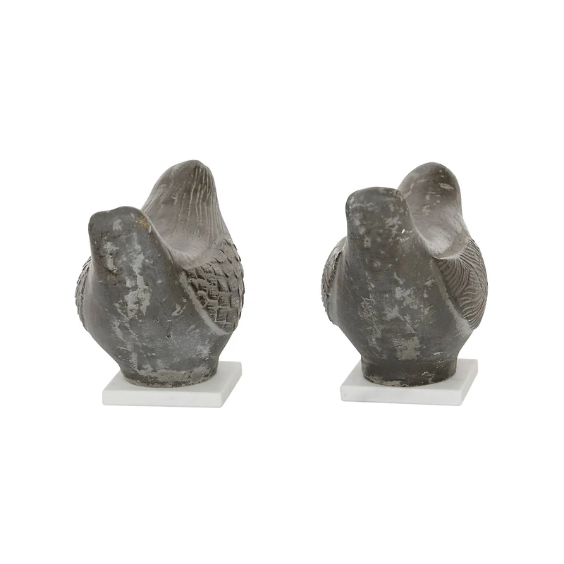 Set of 2 Brown Ceramic Coastal Bird Sculpture, 16.75", 18.25"