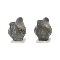 Set of 2 Brown Ceramic Coastal Bird Sculpture, 16.75", 18.25"