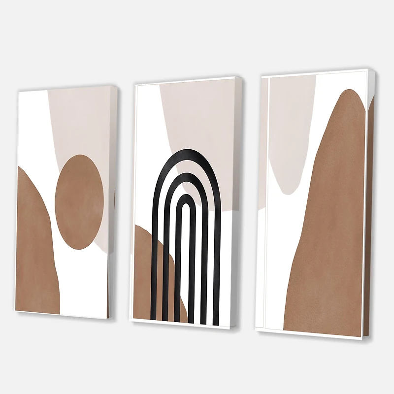 Designart - Abstract Shapes in Terracotta and Ivory Shapes II