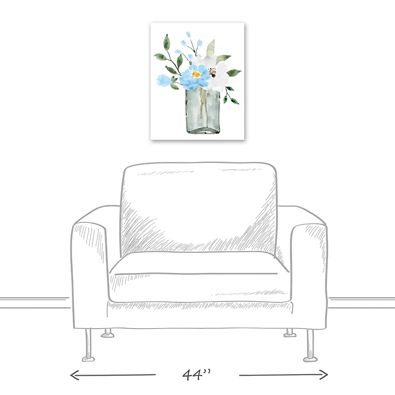 Bright Blue Floral Vase 16" x 20" Canvas Wall Art