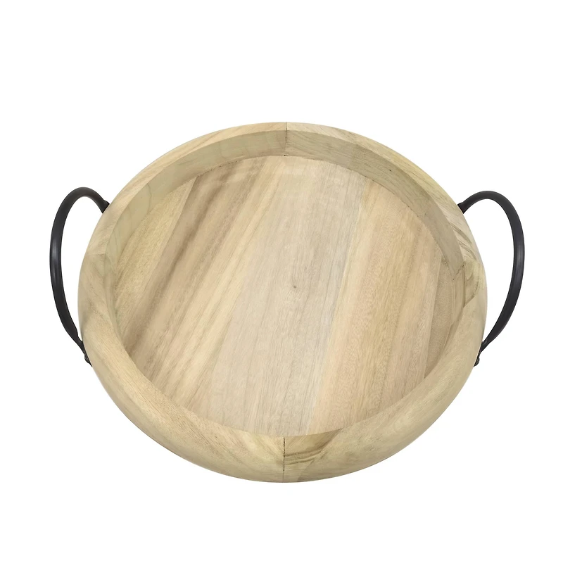 14" Round LED Flameless Candle Wood Tray by Ashland®