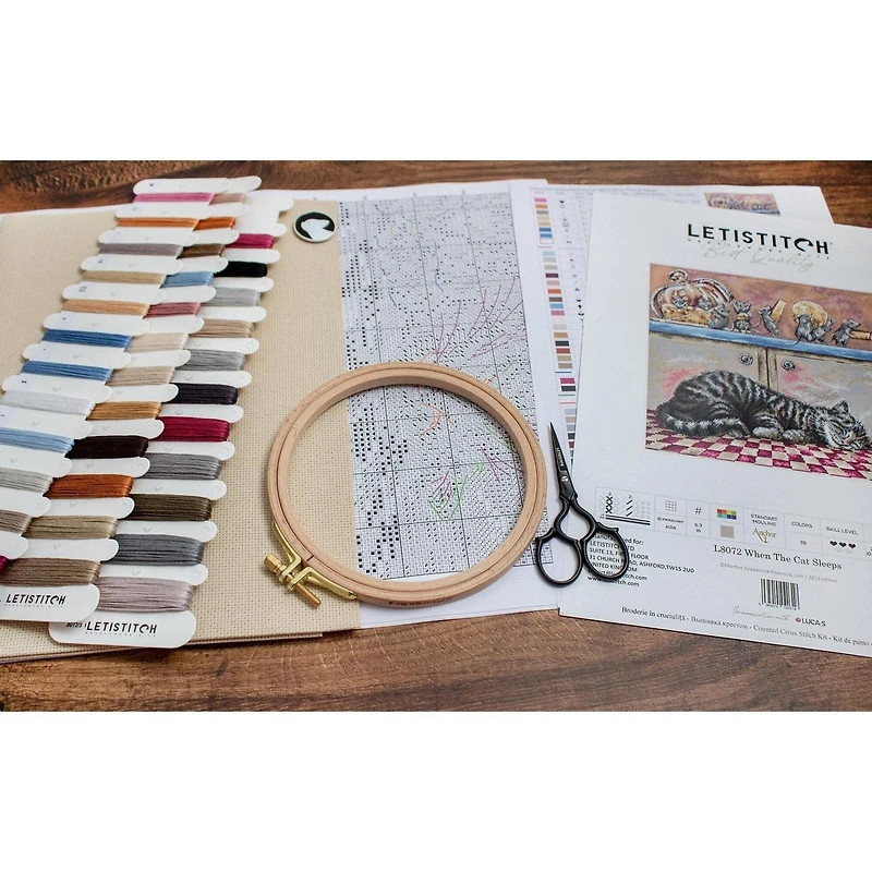 LetiStitch When the Cat Sleeps Counted Cross Stitch Kit