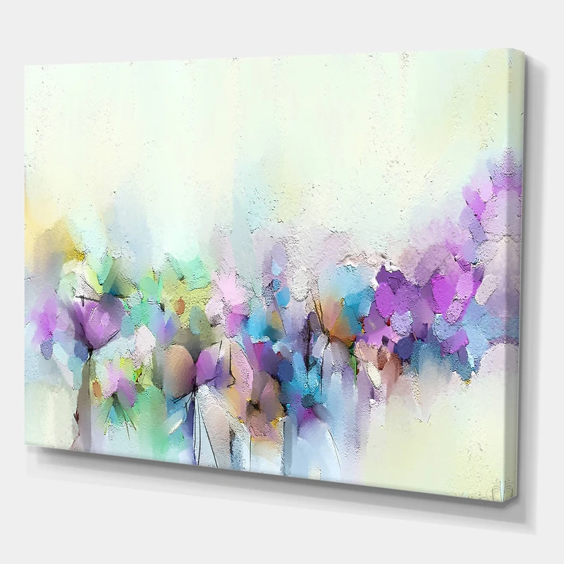 Designart - Hand Painted Yellow And Purple Spring Flowers