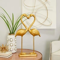 Gold Resin Eclectic Flamingo Sculpture 24" x 15" x 5"