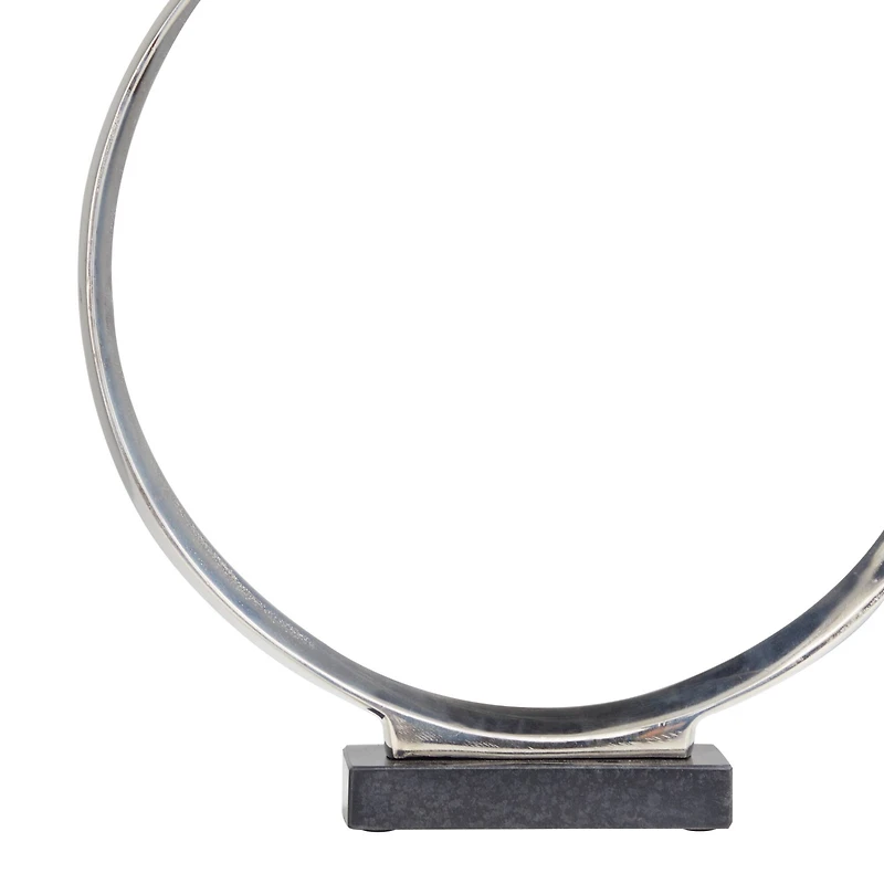 Silver Aluminum Geometric Sculpture with Marble Base Set