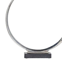 Silver Aluminum Geometric Sculpture with Marble Base Set