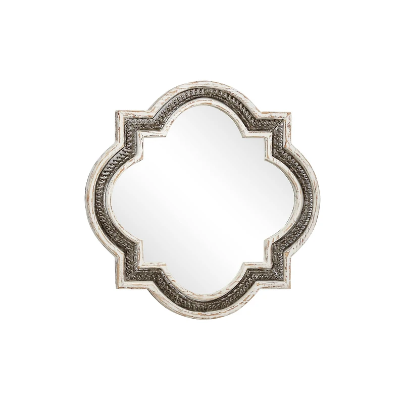 White Farmhouse Wood Wall Mirror, 30" x 30"