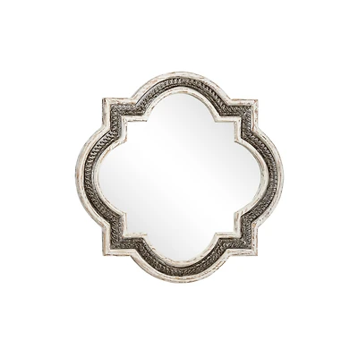 White Farmhouse Wood Wall Mirror, 30" x 30"