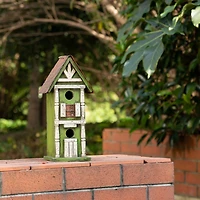 Glitzhome® Tall 2-Tiered Distressed Wood Hand Painted Bird House