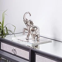 11" Silver Elephant Ceramic Sculpture