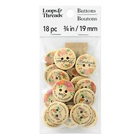 Floral Wooden Buttons by Loops & Threads®