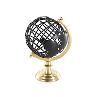 Black Aluminum Metal Open Framed World Educational & Geographic Earth Globe with Wire Exterior & Gold Base