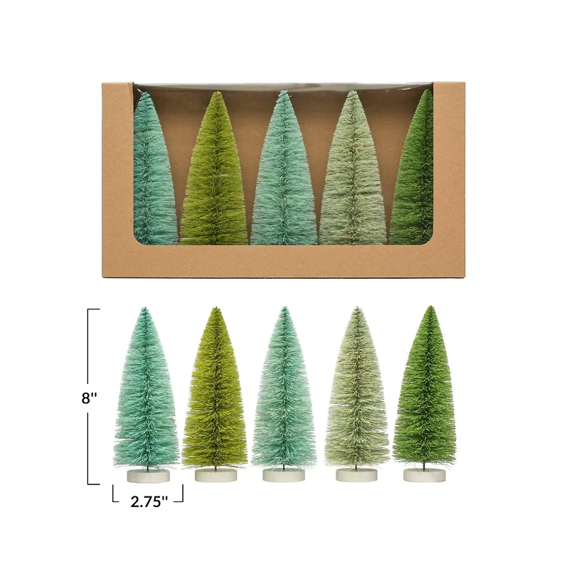 Hello Honey® 8" Green & Mint Sisal Bottle Brush Tree Set with Wood Bases