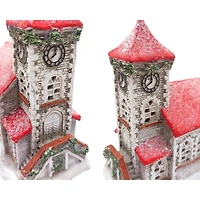 Wizardi 11.81" Christmas Snowy Village Church Ceramic Ornament