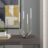 The Novogratz 15" Silver Stainless Steel Abstract U-Shaped Candelabra