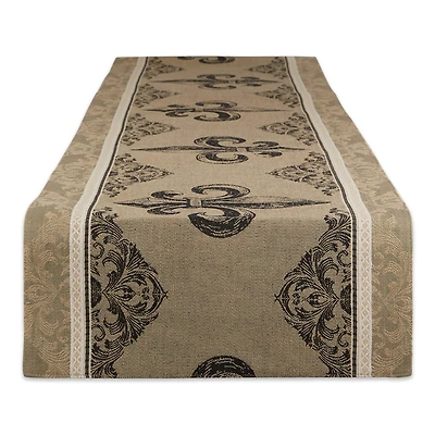 Fleur De Lis Stripe Jacquard Table Runner