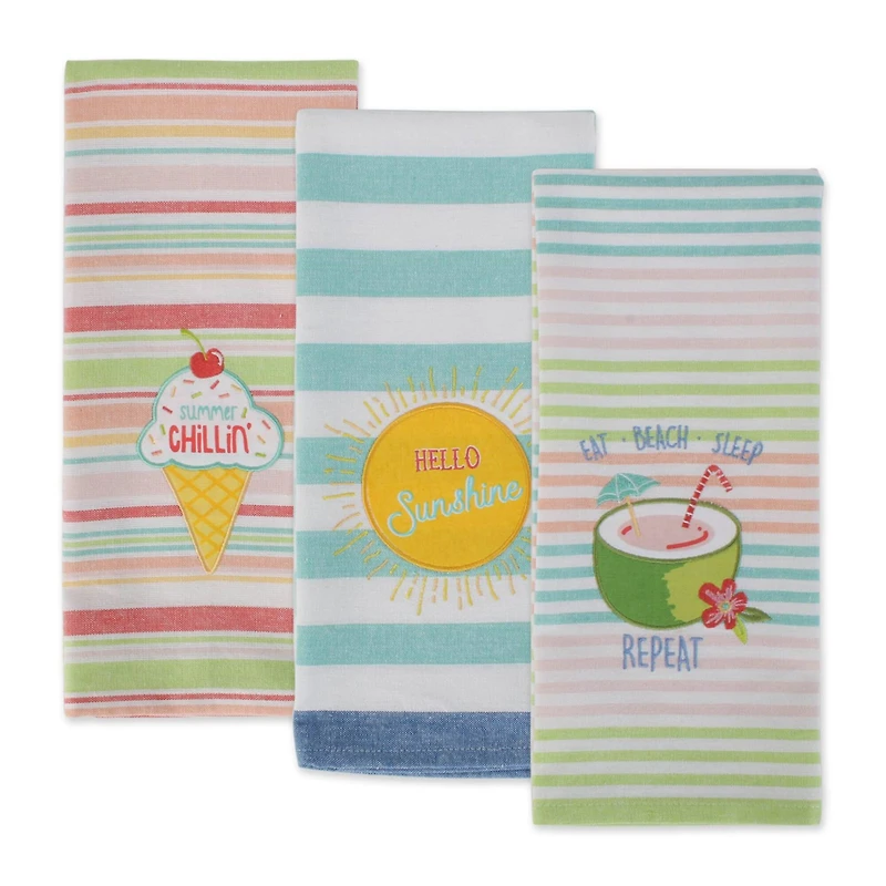 DII® Summer Fun Embellished Dishtowel Set
