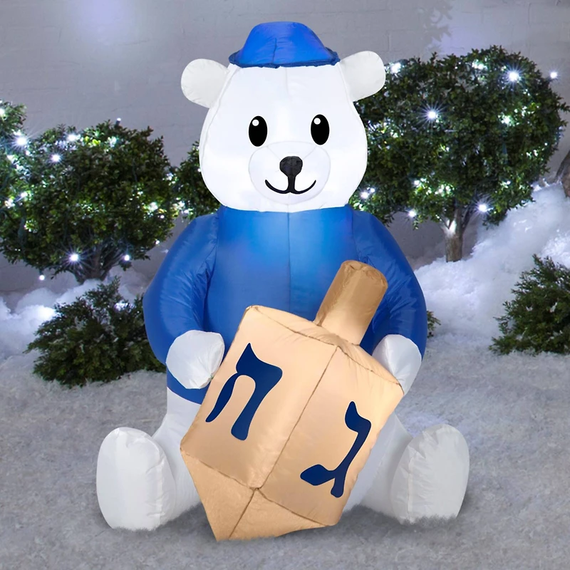 3ft. Airblown® Inflatable Hanukkah Dreidel Bear