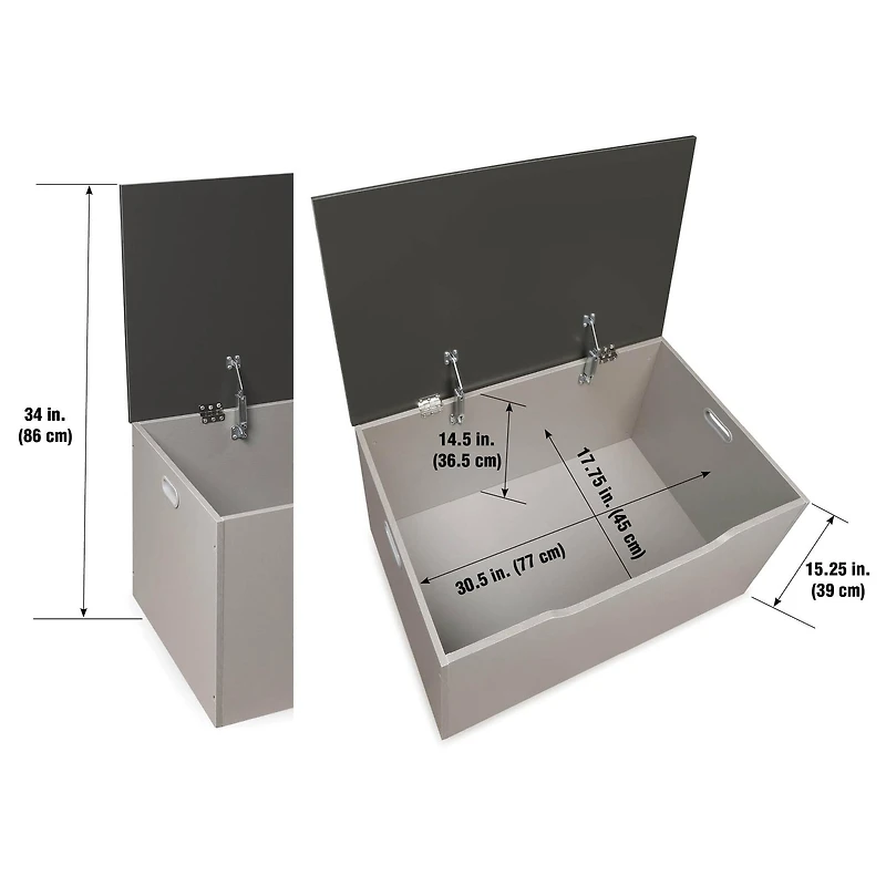 Badger Basket Woodgrain Gray Flat Bench Top Toy & Storage Box