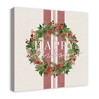 Happy Holidays Wreath Canvas Wall Art