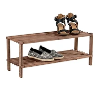 Honey Can Do Espresso 2-Tier Wood Shoe Rack