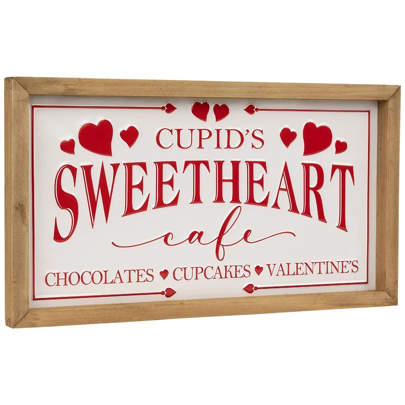 15.75" Cupid's Sweetheart Cafe Valentine's Day Framed Wall Sign