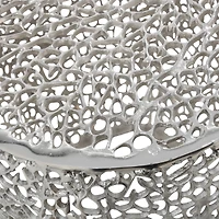 19" Silver Aluminum Abstract Coral Accent Table